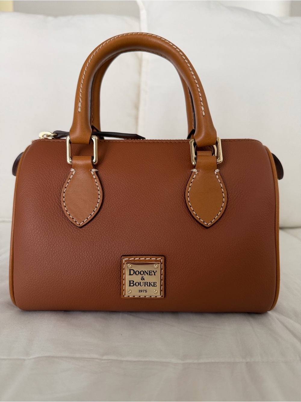 Dooney & Bourke Small Pebble Leather Satchel in Saddle Brown